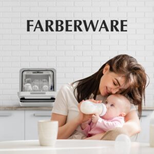 Farberware Portable Countertop Dishwasher with 5-Liter Built-in Water Tank - 5-Program System for Home, RV, and Apartment - Wash Dishes, Glass, and Baby Products