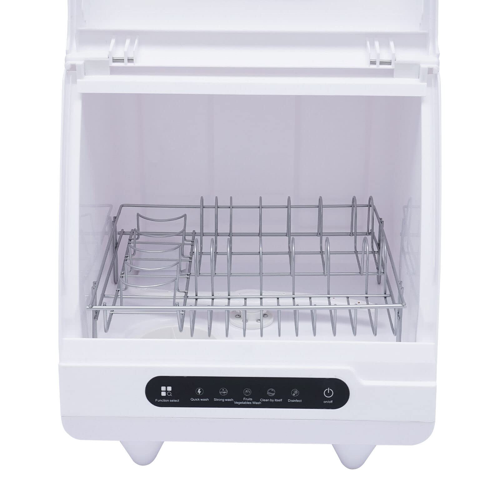 HinLIaDa Portable Dishwasher Countertop, Mini Dishwasher with 5 Programs Standard 360° Dual Spray 162℉ High-Temp& Air-Dry Function for Apartments Dorms Boats Campers RVS, White