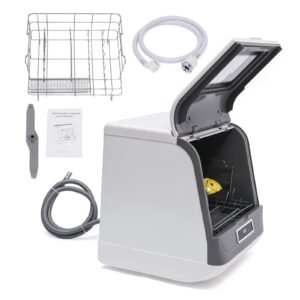 Portable Countertop Dishwasher, Mini Cleaner Dish Washing,Air and Temperature Dry,Compact Dishwasher for Apartments, Dorms and RVs (3 Washing Programs)