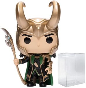 pop marvel: loki with scepter (glow in the dark) entertainment earth exclusive funko vinyl figure (bundled with compatible box protector case) multicolored 3.75 inches