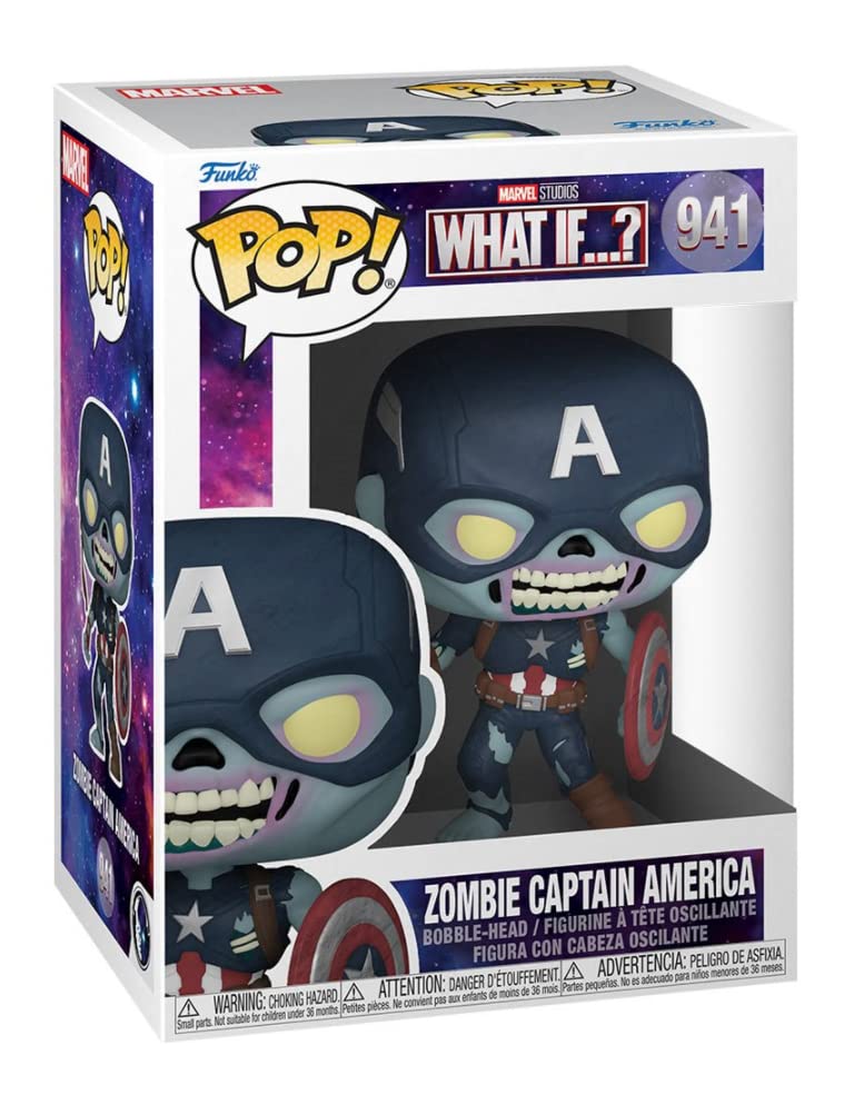 POP Marvel: What If? - Zombie Captain America Funko Pop! Vinyl Figure (Bundled with Compatible Pop Box Protector Case), Multicolored, 3.75 inches