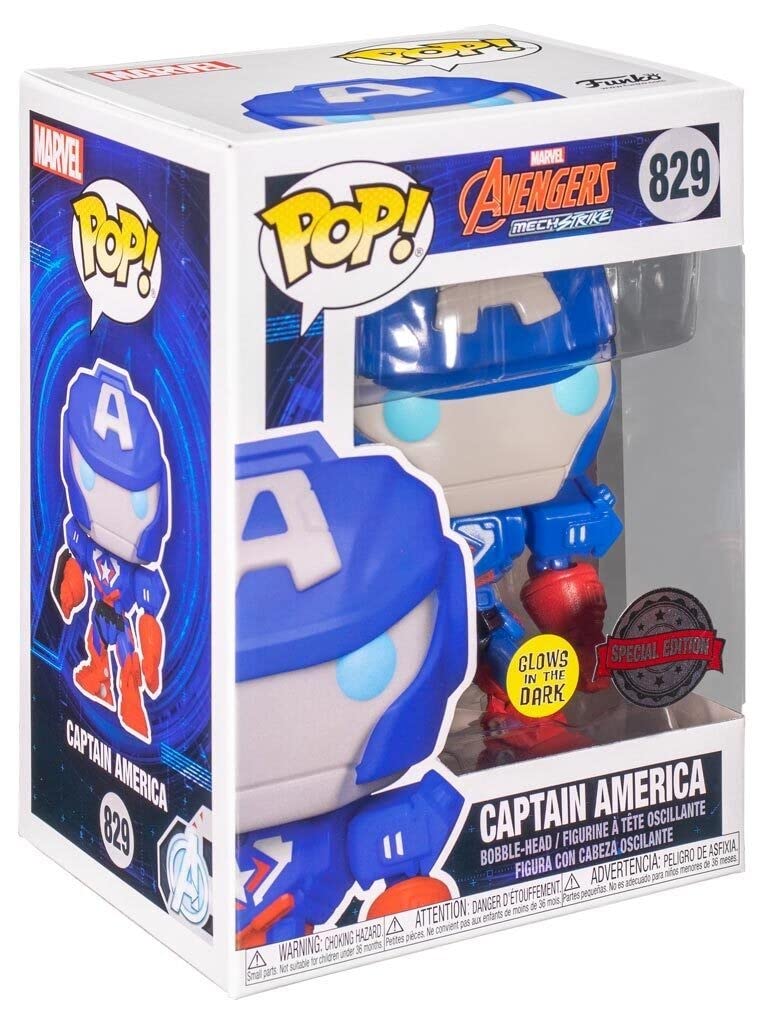 Funko Pop Marvel Avengers Mech Strike #829 - Captain America Glow in The Dark - Exclusive Special Edition Marvel Pop!