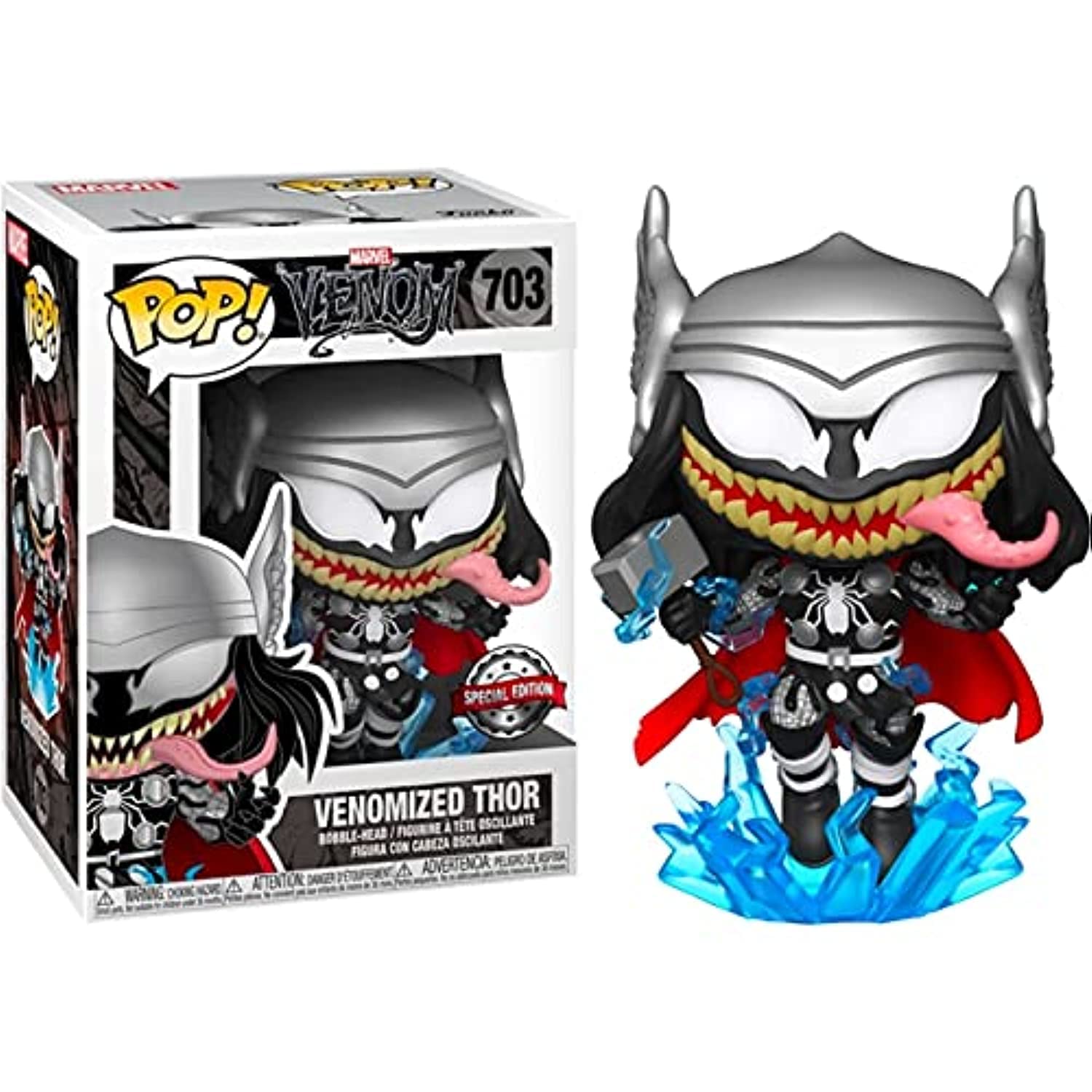 Funko Pop! Marvel: Venomized Thor #703 Exclusive with Chalice Collectibles Pop Protector Case