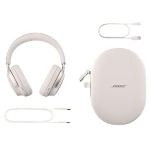 Bose QuietComfort Ultra Wireless Noise Cancelling Headphones with Spatial Audio, Over-the-Ear Headphones with Mic, Up to 24 Hours of Battery Life, White Smoke