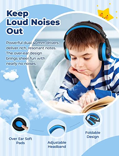 iClever BTH12 Kids Bluetooth Headphones 2 Pack,Colorful LED Lights Wireless Kids Headphones,74/85/94dB Volume Limited,55H Playtime,Bluetooth 5.2,Over Ear Headphones for iPad/Tablet/Traveling