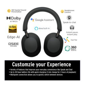 Sony WH-1000XM5 Wireless Noise Canceling Over-Ear Headphones (Black) Bundle with Wireless Over-Ear Headphone Accessory (2 Items)
