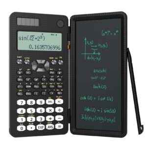 Scientific Calculator with Notepad,ROATEE Middle and High School Supplies for Students & College,82 MS Foldable 2-Line Display Science Calculator with Writing Tablet,Solar and Battery Powered