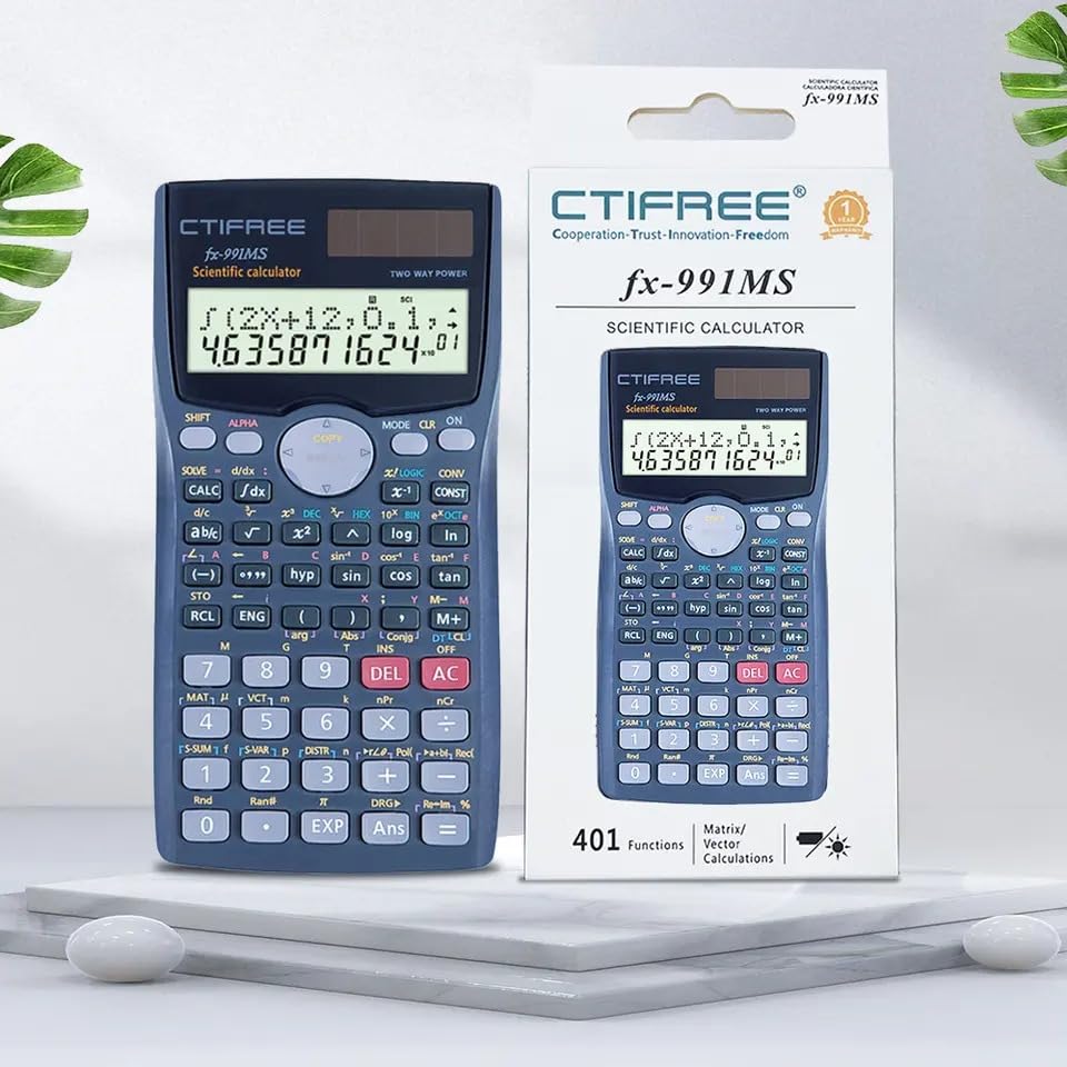 CTIFREE Scientific Calculator FX-991MS College Middle School Mathematics 401 Function Calculadora Cientifica Dual Power Scientific Calculator