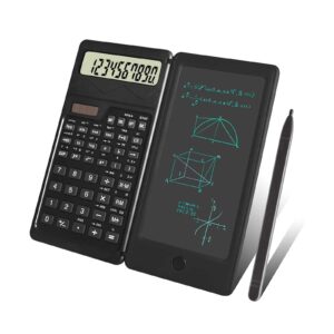 Solar Scientific Calculators with Notepad for Students,10-Digit LCD Large Screen,Solar and Battery Dual Power,Math Calculator with Notepad for Middle High School&College(Black)