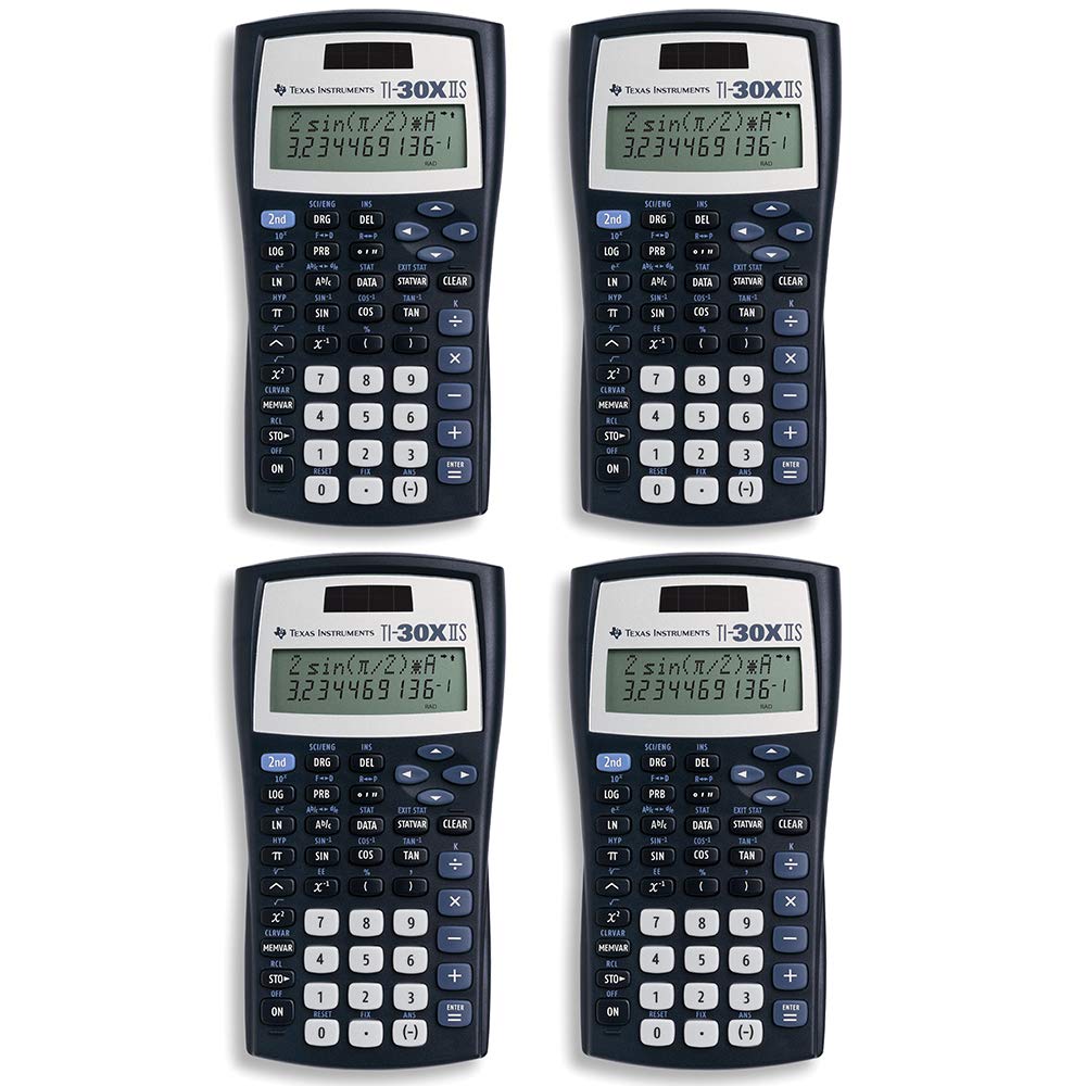 Texas Instruments TI-30X IIS 2-Line Scientific Calculator, Black with Blue Accents (4, Black)