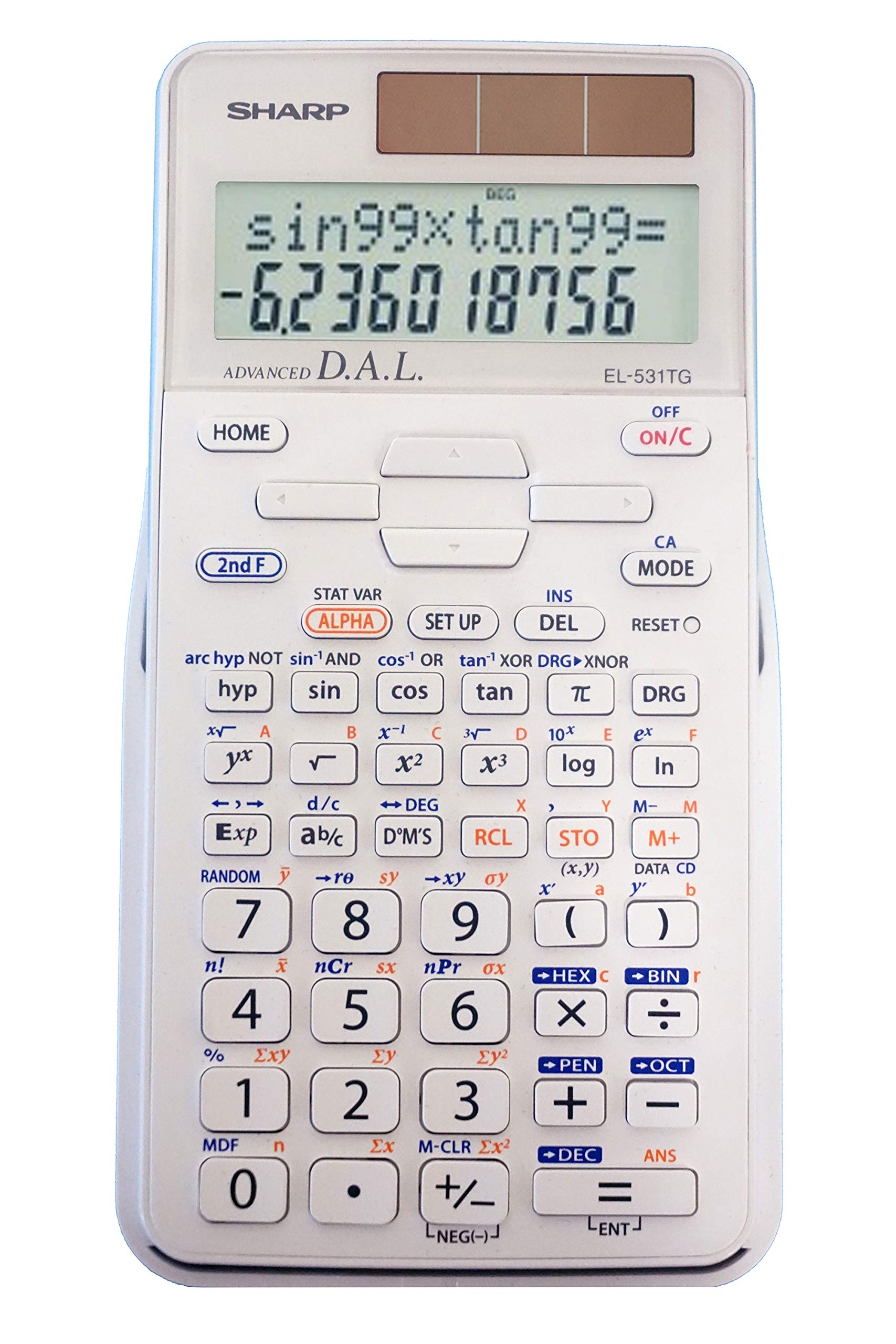 Sharp EL-531TGBDW 12-Digit Scientific/Engineering Calculator with Protective Hard Cover, Battery and Solar Hybrid Powered LCD Display, Great for Students and Professionals, Silver