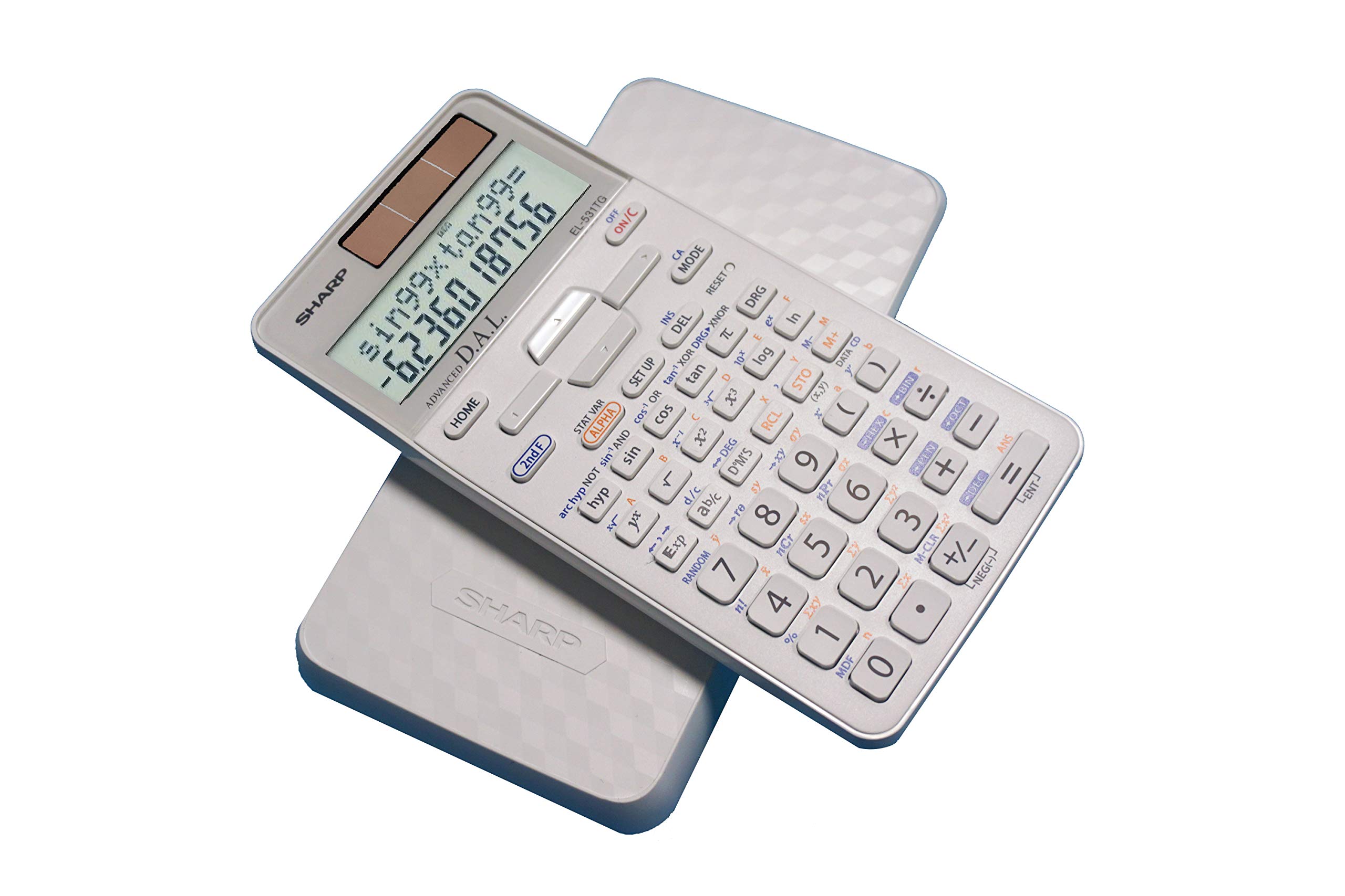 Sharp EL-531TGBDW 12-Digit Scientific/Engineering Calculator with Protective Hard Cover, Battery and Solar Hybrid Powered LCD Display, Great for Students and Professionals, Silver