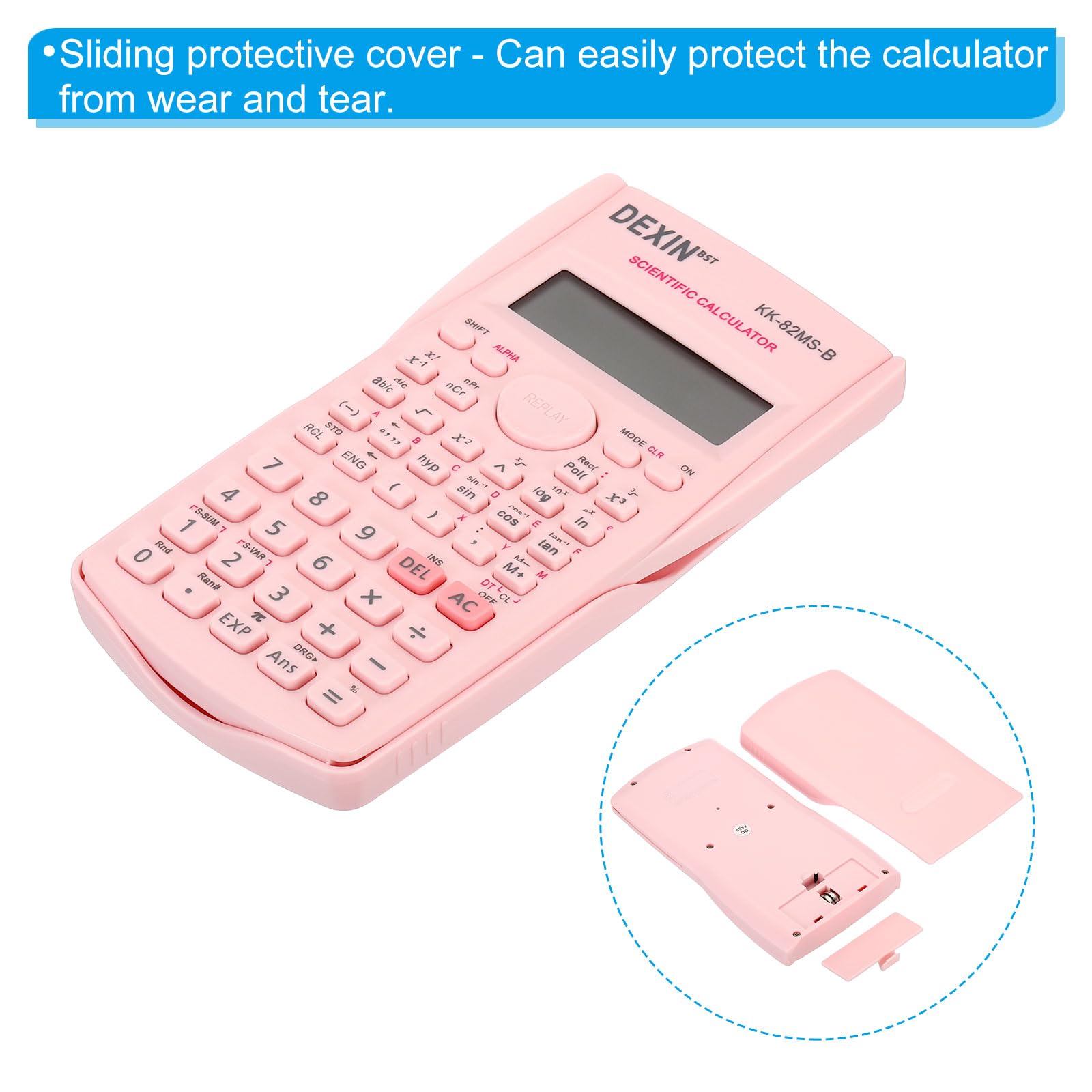 PATIKIL Scientific Calculator, 1Set 2-Line Standard Engineering Calculator 12 Digit LCD Display Math Calculator for Office Business Study, Pink/Blue