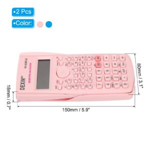 PATIKIL Scientific Calculator, 1Set 2-Line Standard Engineering Calculator 12 Digit LCD Display Math Calculator for Office Business Study, Pink/Blue