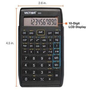 Victor 920 Compact Scientific Calculator with Hinged Case, 10-Digit LCD