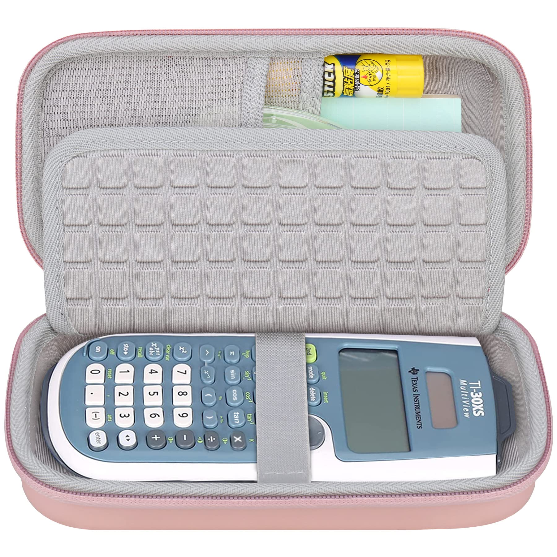 Canboc Carrying Case for Texas Instruments TI-30XS/ TI-36X Pro MultiView Scientific Calculator, Mesh Bag fit Cable, Batteries, Pens and Other Accessories, Rose Gold (Case Only)