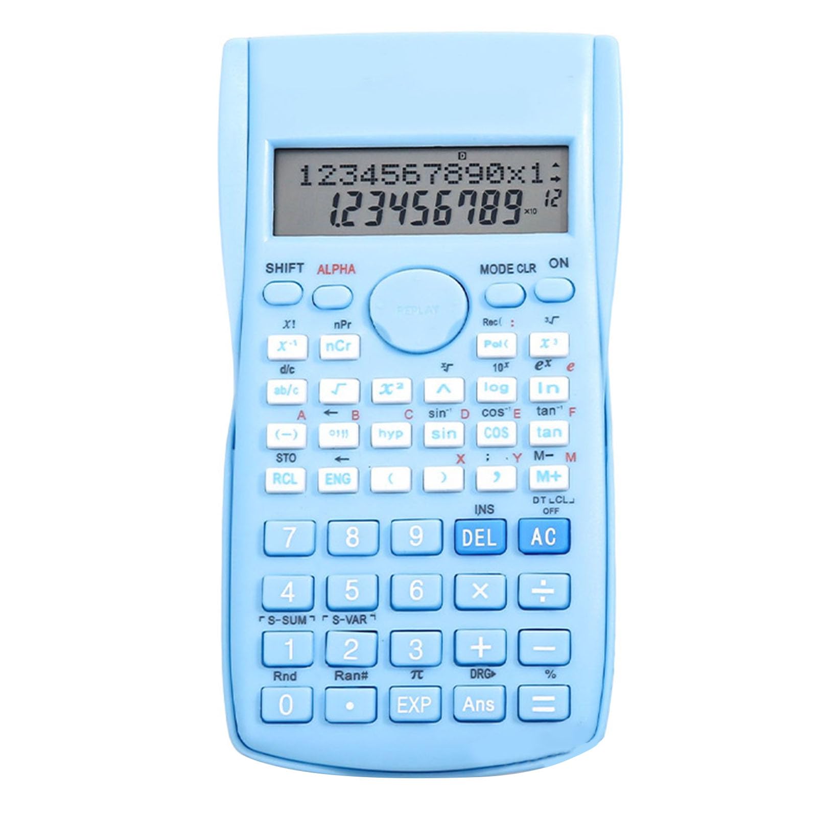 Scientific Calculator 12 Digit 240 Functions Multifunction Large Display Graphing Calculator with Sliding Hard Cover, Suitable for Students (Blue)