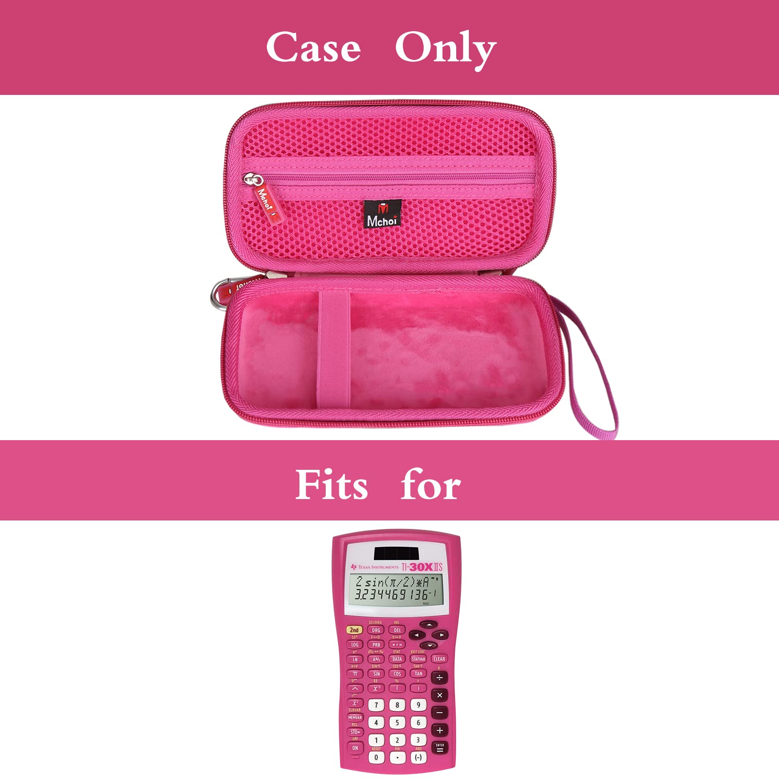 Mchoi Shockproof Carrying Case Suitable for Instruments TI-30XIIS Scientific Calculator, Shockproof Waterproof Pink Protective Case, Case Only