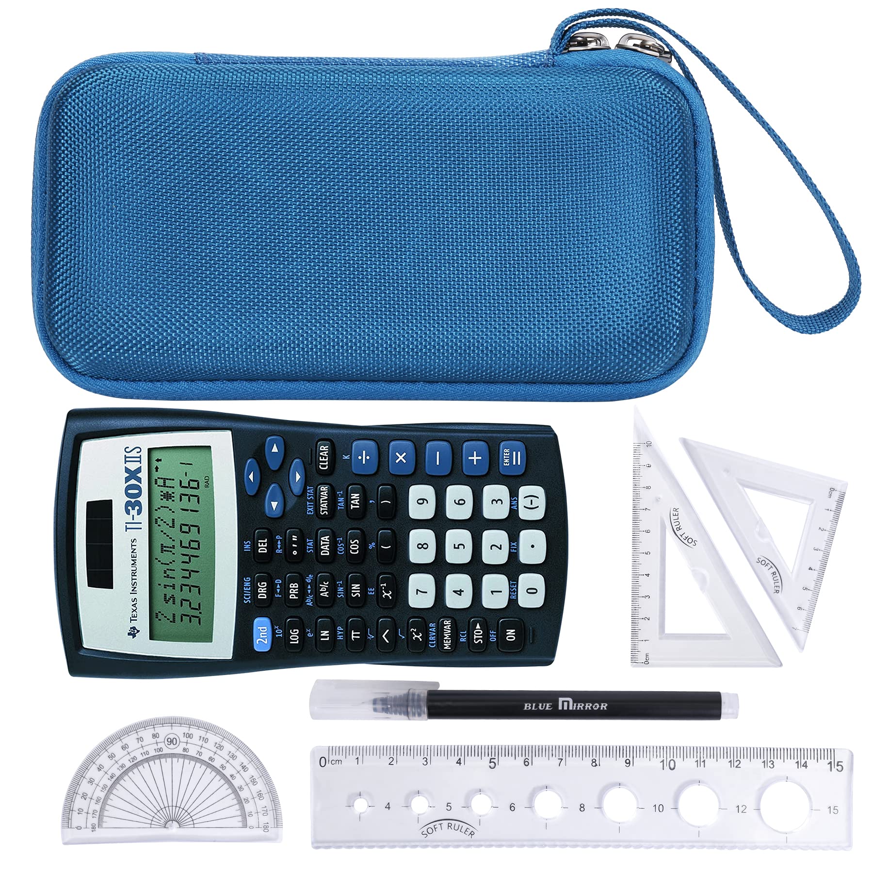 Khanka Hard Travel Case Replacement for Texas Instruments TI-30XIIS Scientific Calculator, Case Only (Blue Accents)