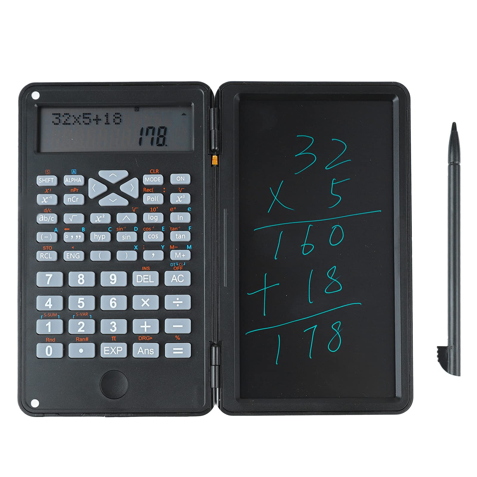 Scientific Calculator for Mini Office Display Examination Accounting Black 6 Inch Handwriting Tablet LCD Handwriting Petite Calligraphy Writing Scientific