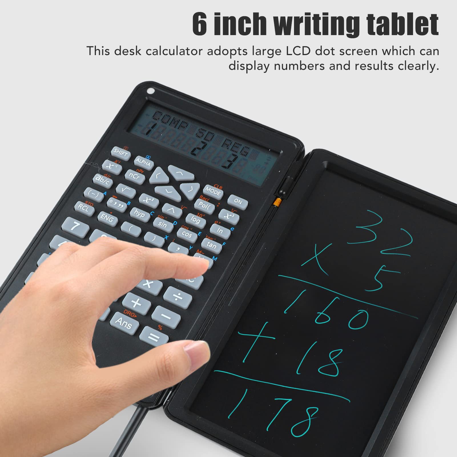 Classic Scientific Calculator,Two Row LCD Display Writing Tablet Sensitive Multifunction Desk Calculator for Accounting Engineering Office School Work