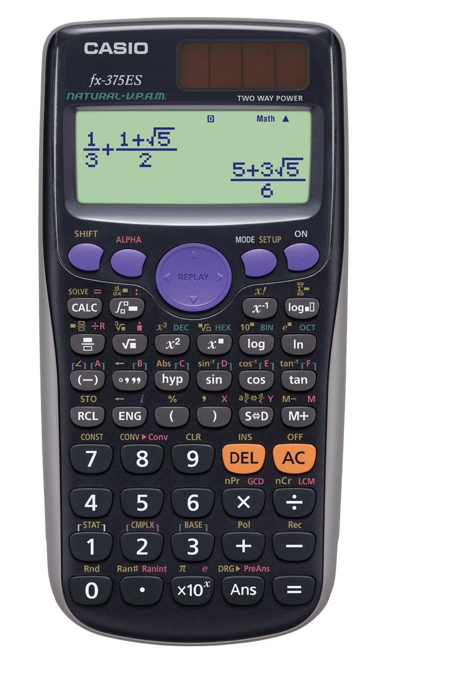 394 Functions and the Number of Functions Mathematics Natural Display Fx-375es-n Black Casio Casio Scientific Calculator