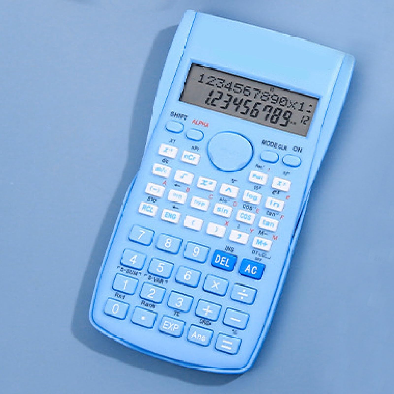 Scientific Calculator 12 Digit, Multifunction Large Display Function Calculator with 240 Functions, Sliding Hard Cover for Students (Blue)