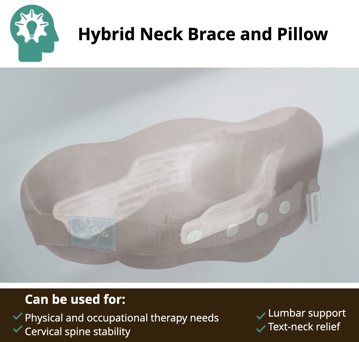 Neck Support Pillow, Help Ease Tension with This Patented Cervical Neck Brace, Neck Pillow for Sleeping, Travel, Work, Ergonomic Memory Foam, Orthopedic Pillow for Pain Relief, Brown