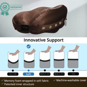 Neck Support Pillow, Help Ease Tension with This Patented Cervical Neck Brace, Neck Pillow for Sleeping, Travel, Work, Ergonomic Memory Foam, Orthopedic Pillow for Pain Relief, Brown