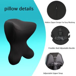 Newsty Car Neck Pillow for Driving Seat Car headrest Pillow/Gaming Chair Pillow with Adjustable Strap Removable Cover Ergonomic Design Neck Support Pillow for Car, Office Chair, Gaming Chair(Black)