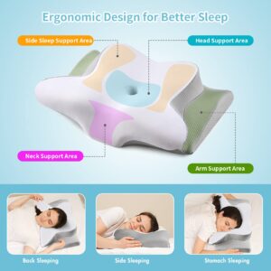 Olumoon Memory Foam Pillows - Neck Support Pillow for Pain Relief, Ergonomic Cervical Pillow for Sleeping, Orthopedic Contour Bed Pillow for Side, Back & Stomach Sleepers with Pillowcase