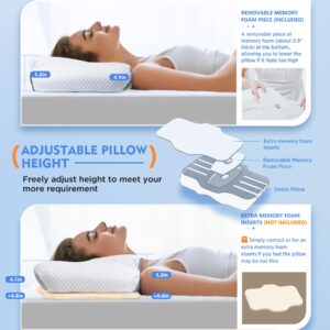 Cervical Pillow for Neck Pain Relief, Hollow Design Odorless Memory Foam Pillows with Cooling Case, Adjustable Orthopedic Bed Pillow for Sleeping, Contour Support for Side Back Stomach Sleepers