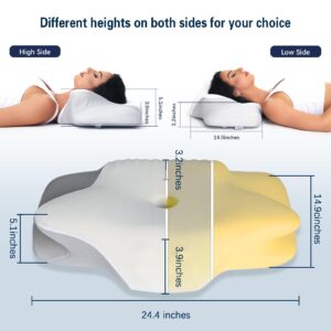 Karrehao Cervical Pillow for Neck Pain Relief, Contour Memory Foam Neck Pillow for Sleeping, Ergonomic Orthopedic Bed Pillows for Side Back Stomach Sleepers Sleeping