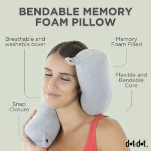 Dot&Dot Twist Memory Foam Travel Pillow for Neck, Chin, Lumbar and Leg Support - Neck Pillows for Sleeping Travel Airplane for Side, Stomach and Back Sleepers - Adjustable, Bendable Roll Pillow