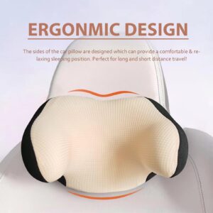 Really Helpful Car Headrest Pillow, Car Neck Pillow for Sleeping with Adjustable Strap, 100% Memory Foam & Breathable Removable Cover, Ergonomic Design - Softness Travel Car Pillow(Beige, 1PC)