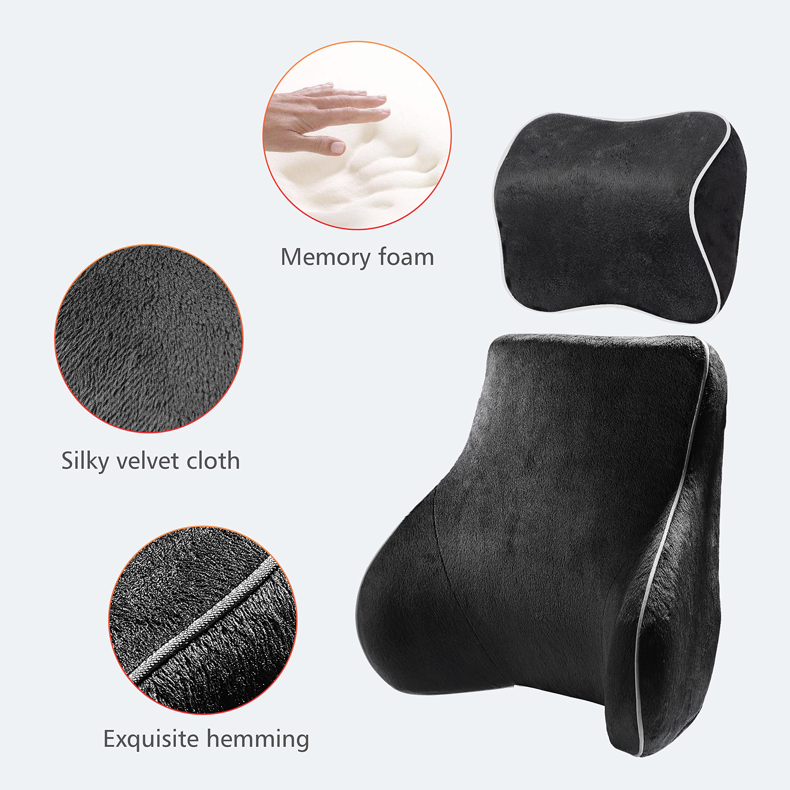 COMFIER Lumbar Support Pillow for Office Chair,Back Support Pillow for Car,Recliner, Memory Foam Back Support Cushion for Back Pain Relief Improve Posture,5 Massage Modes & 2 Heat Levels