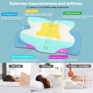 Pulatree Cervical Pillow for Neck Pain Relief, Odorless Contour Memory Foam Pillows, Ergonomic Orthopedic Bed Pillows for Sleeping, Support Side Back Stomach Sleeper (Queen)