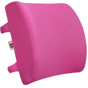 lovehome lumbar support pillow for chair and car, back support for office chair memory foam cushion with mesh cover for back pain relief - pink