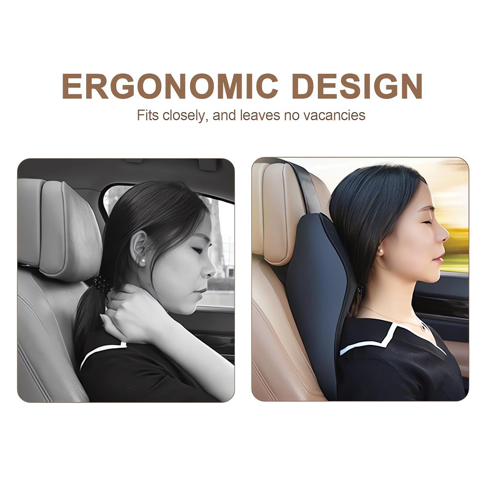 Car Seat Headrest Neck Rest Cushions - 2023 New Ergonomic 3D Memory Foam Car Neck Pillow with Removable Cover, Car Neck ＆ Head Support Rest Pillow, Head Rest for Office Chair Neck Support (Black)