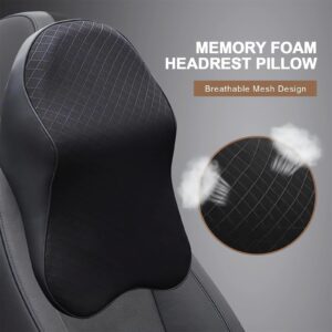 Car Seat Headrest Neck Rest Cushions - 2023 New Ergonomic 3D Memory Foam Car Neck Pillow with Removable Cover, Car Neck ＆ Head Support Rest Pillow, Head Rest for Office Chair Neck Support (Black)