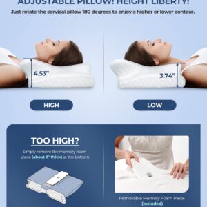 5X Pain Relief Cervical Pillow for Neck and Shoulder Support, Adjustable Memory Foam Pillows for Sweet Sleeping, Odorless Ergonomic Contour Orthopedic Bed for Side Back Stomach Sleeper