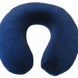 TravelMate Memory Foam Neck Pillow - Adjustable Thickness for Best Comfort, Dark Blue