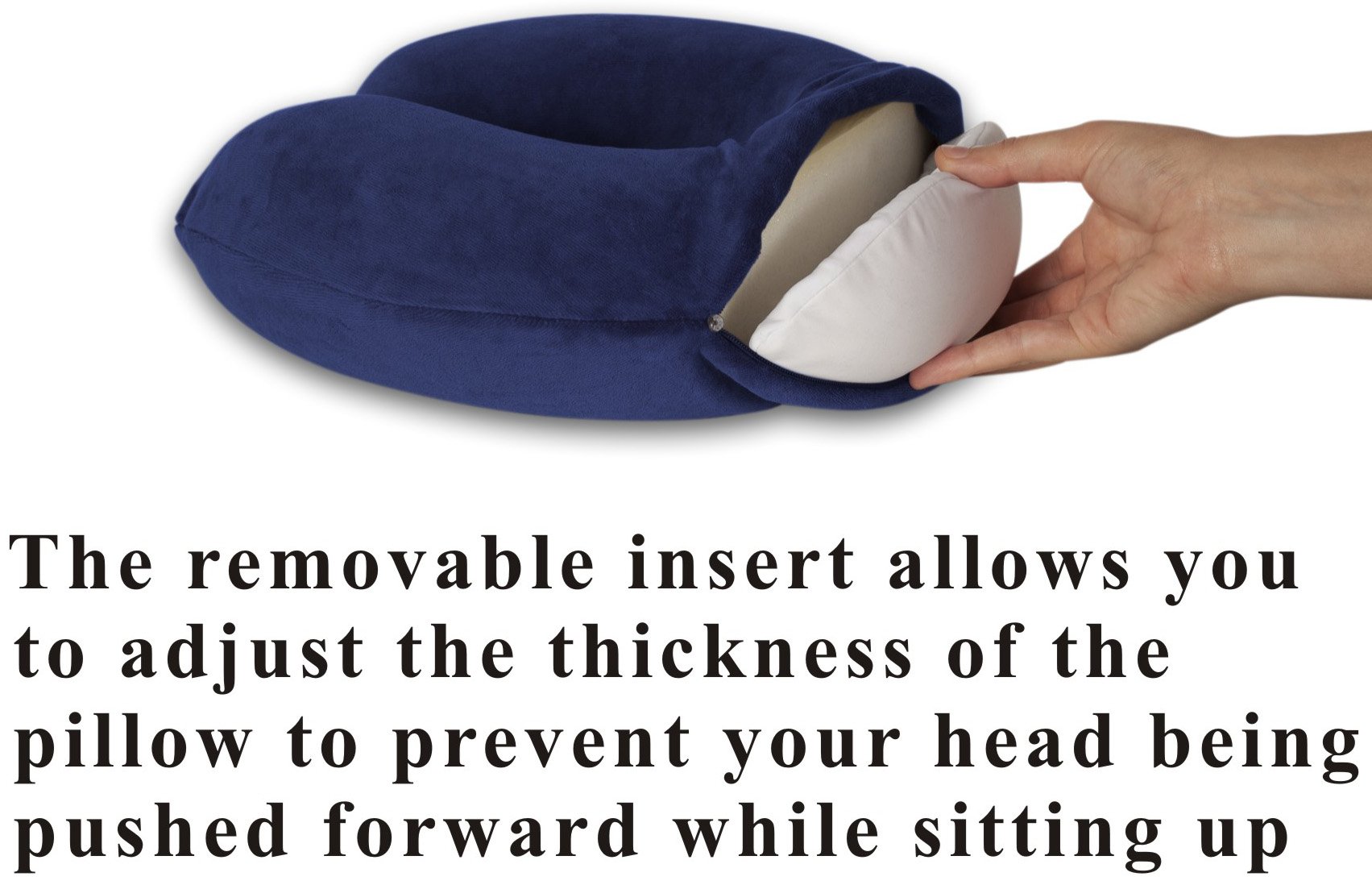 TravelMate Memory Foam Neck Pillow - Adjustable Thickness for Best Comfort, Dark Blue