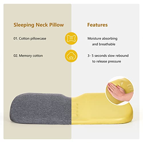 Cervical Neck Pillows for Pain Relief Sleeping, Memory Foam Neck Bolster Pillow for Stiff Pain Relief, Neck Support Pillow Neck Roll Pillow for Bed Pillow (Dark Gray)