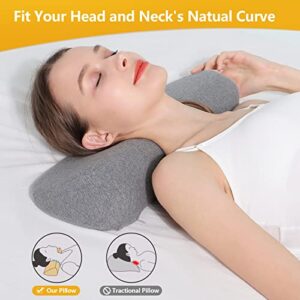 Cervical Neck Pillows for Pain Relief Sleeping, Memory Foam Neck Bolster Pillow for Stiff Pain Relief, Neck Support Pillow Neck Roll Pillow for Bed Pillow (Dark Gray)