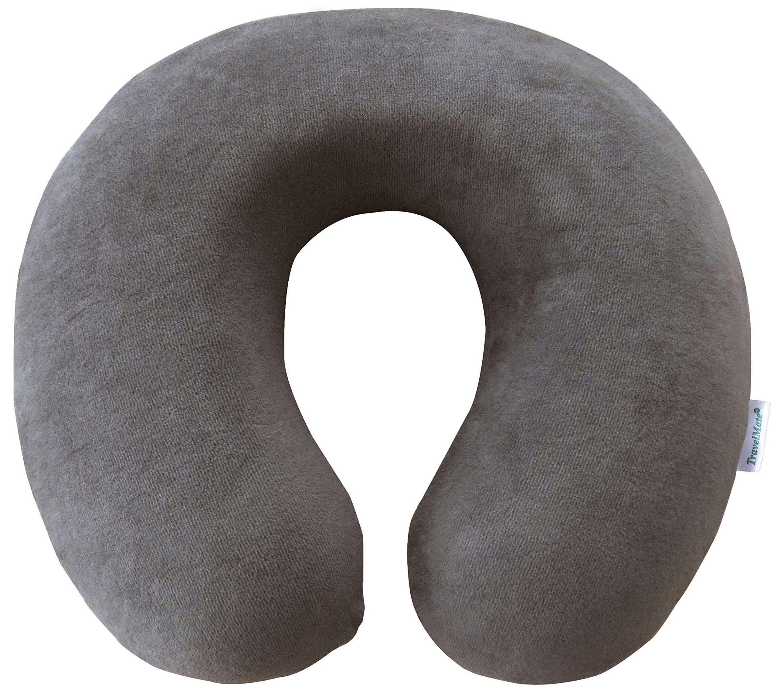 TravelMate Memory Foam Neck Pillow - Adjustable Thickness for Best Comfort, Grey