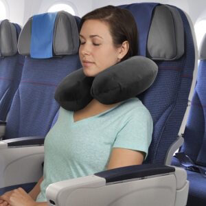 TravelMate Memory Foam Neck Pillow - Adjustable Thickness for Best Comfort, Grey