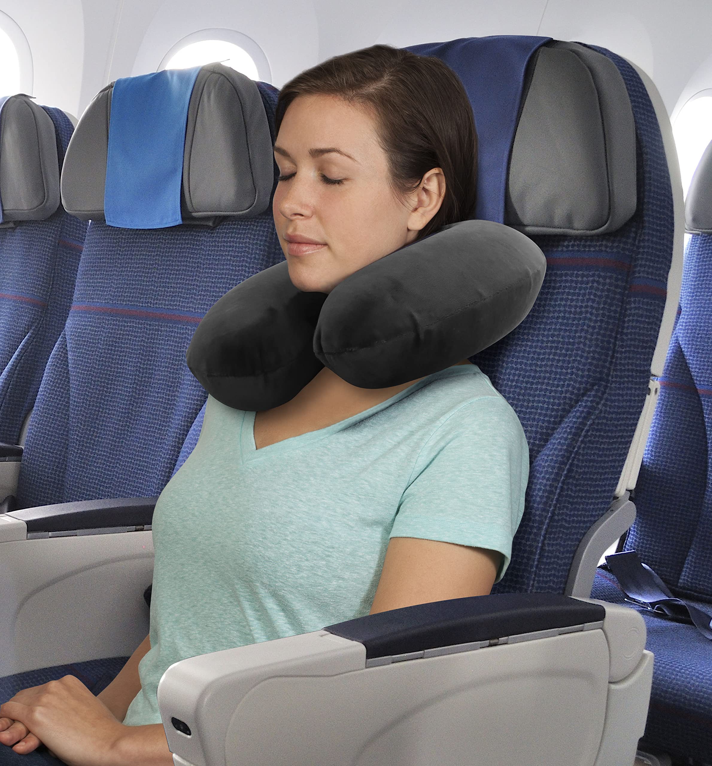 TravelMate Memory Foam Neck Pillow - Adjustable Thickness for Best Comfort, Grey