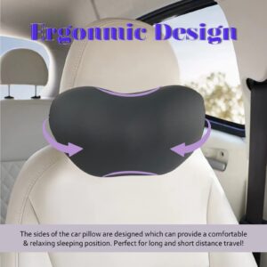 Support Travel Car Headrest Pillow, 100% Memory Foam Car Pillow, Adjustable Strap & Breathable Removable Cover, Ergonomic Design Neck Pillow - Car Neck Pillow for Driving/Neck Pain Relief(Black, 1P)