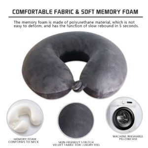 Youmeisha Comfortable Breathable Memory Foam Travel Pillow Neck Pillow Support Neck and Head Pillow Suitable for Airplane Travel Portable Neck Pillow Support Machine Washed (Dark Gray)